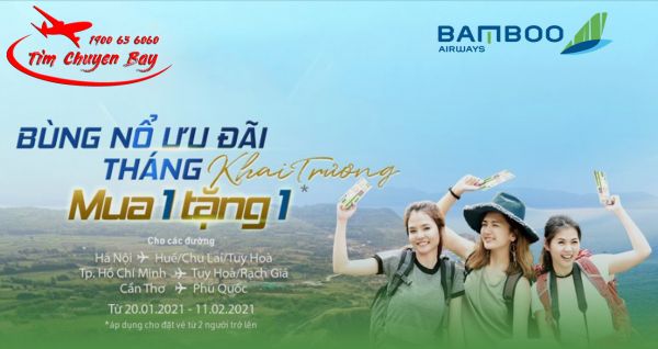 Bamboo Airways khuyến mãi mua 1 tặng 1 mừng đường bay mới
