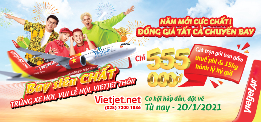 Vietjet Air khuyến mãi đồng giá vé 555K