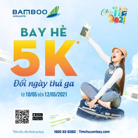 Vé máy bay Bamboo Airways đồng giá 5K