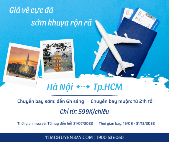 Vietnam Airlines khuyến mãi vé máy bay chỉ từ 599K giữa TP.HCM và Hà Nội