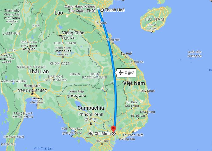 khoảng cách từ Thanh Hóa đến Sài Gòn bao nhiêu km?